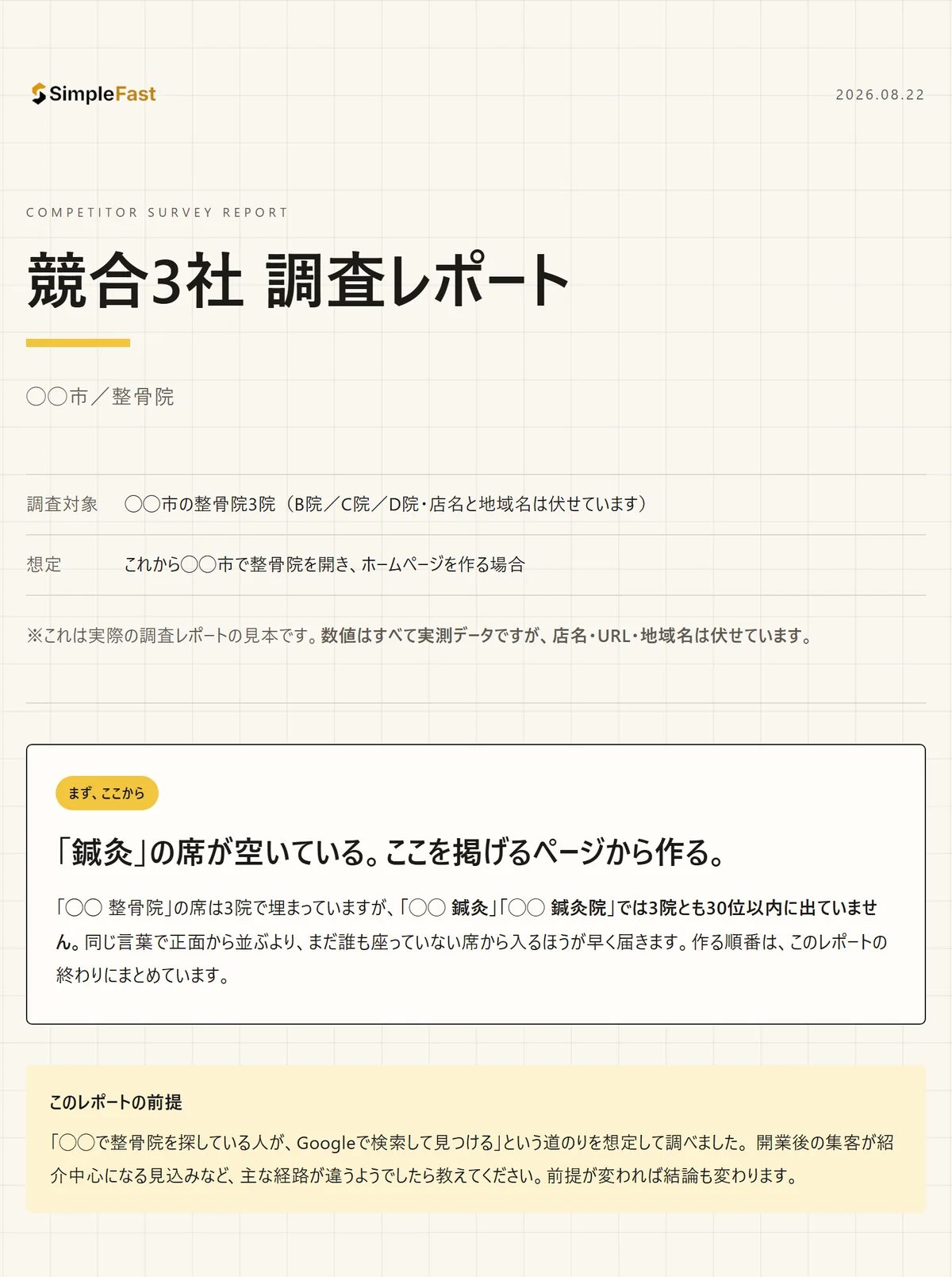 競合3社 調査レポートの表紙